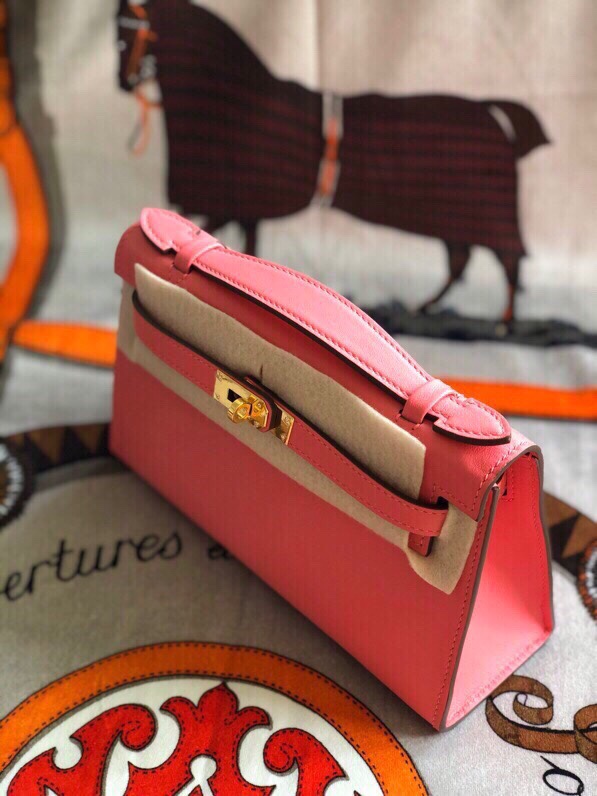 에르메스 미니 켈리백22 립스틱 핑크 금장 스위프트